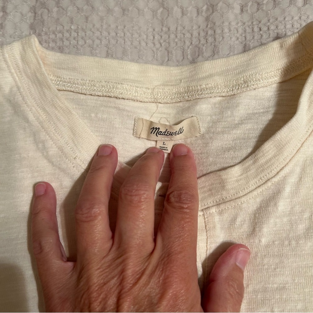 Madewell Cream Oversized Crop Top Sz L - Picture 2 of 6